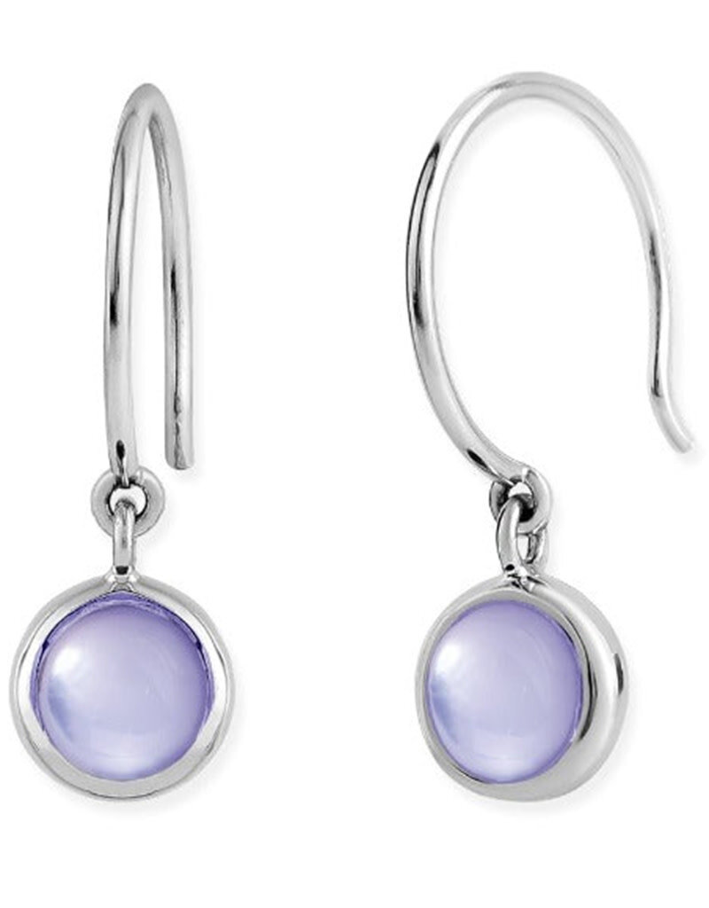 Sterling Silver Round Purple Mother of Pearl Earrings 6.5mm