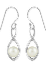 Sterling Silver Twist with Pearl Earrings 18mm