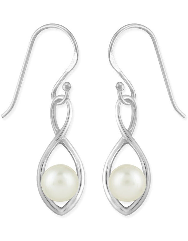 Sterling Silver Twist with Pearl Earrings 18mm