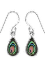 Sterling Silver Teardrop Abalone Earrings 13mm