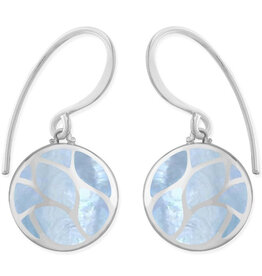 Round Blue MOP Earrings 14mm