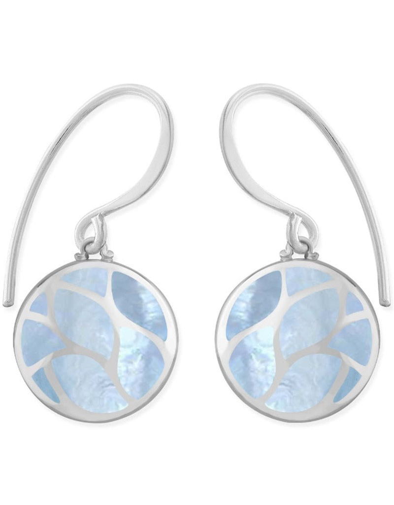 Round Blue MOP Earrings 14mm