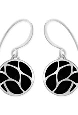 Sterling Silver Round Onyx Earrings 14mm