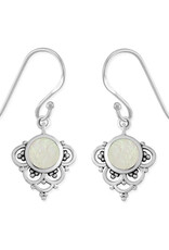 Sterling Silver Round Mother of Pearl Earrings