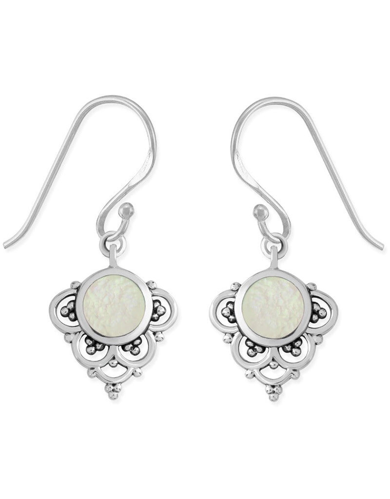 Sterling Silver Round Mother of Pearl Earrings