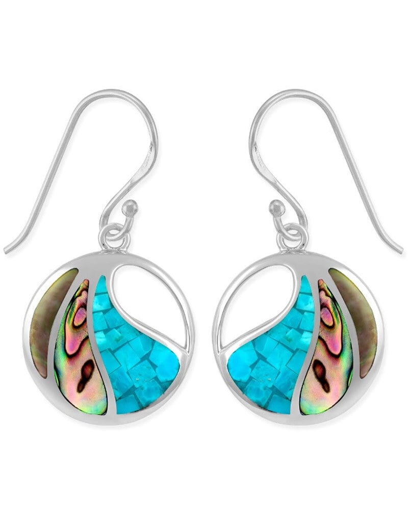 Sterling Silver Abalone and Turquoise Earrings