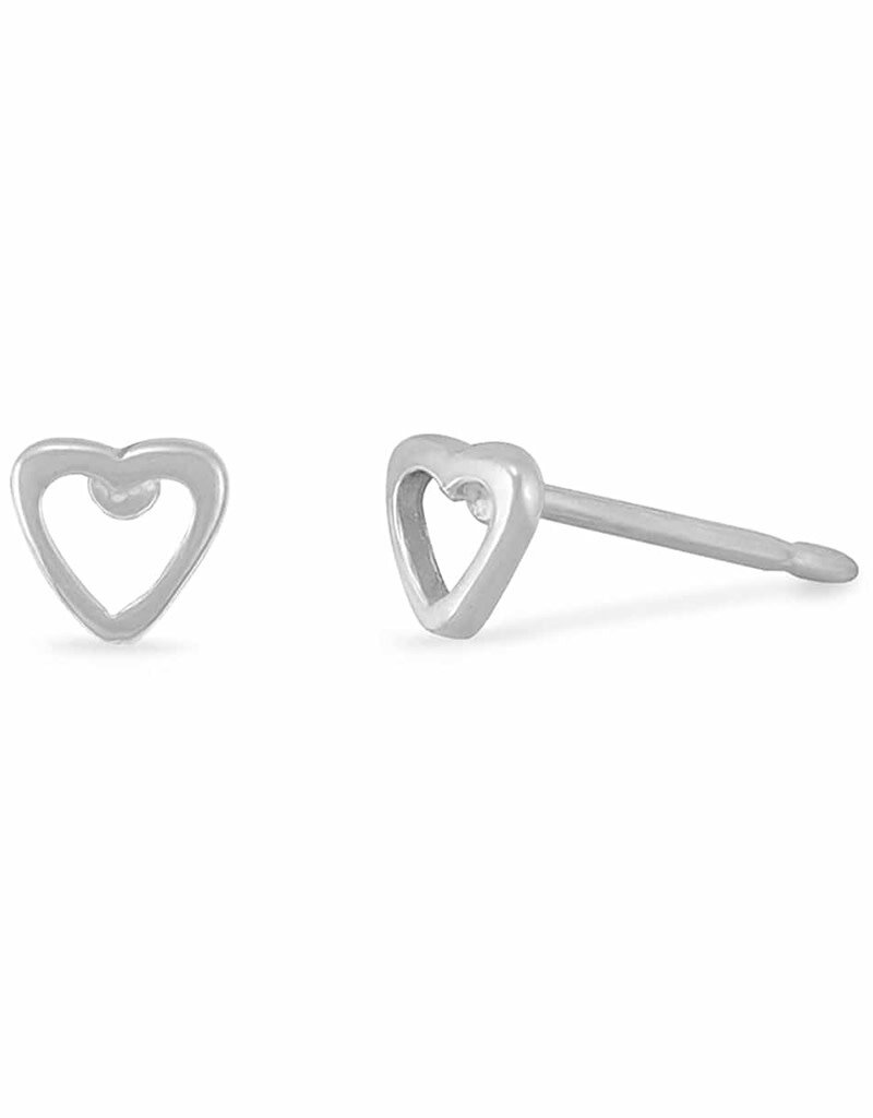 Sterling Silver Heart Stud Earrings 4mm