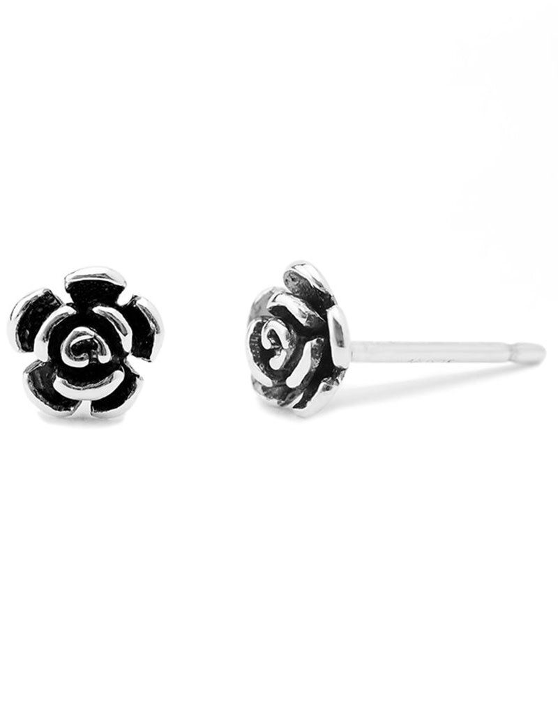 Sterling Silver Rose Post Earrings 5mm