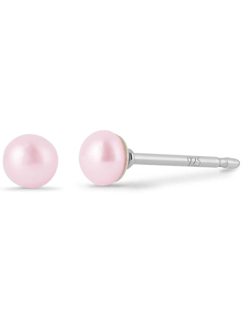 Pink Pearl Stud Earrings 3mm