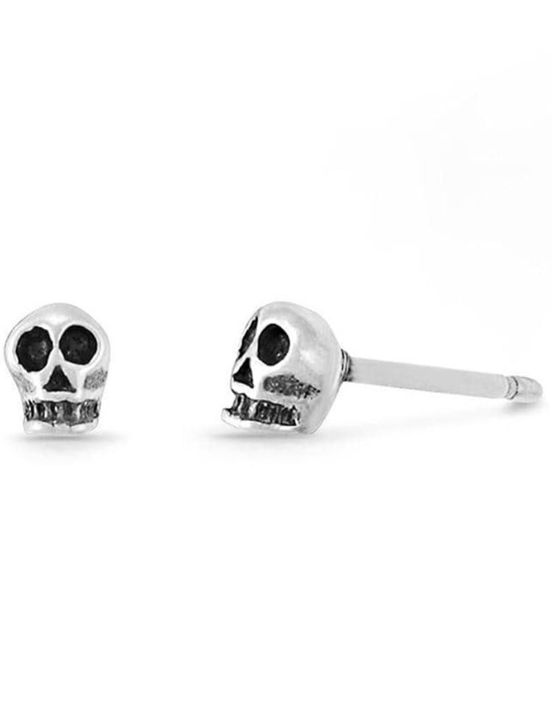 Sterling Silver Skull Stud Earrings 4mm