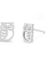 Sterling Silver Owl Stud Earrings 7mm