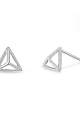 Sterling Silver Pyramid Stud Earrings 6mm