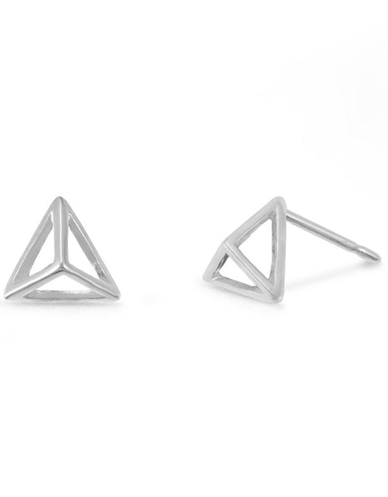 Sterling Silver Pyramid Stud Earrings 6mm