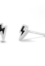 Sterling Silver Lightning Onyx Stud Earrings 6mm