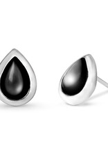 Sterling Silver Teardrop Black Mother of Pearl Post Earrings 10mm