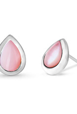 Sterling Silver Teardrop Pink Shell Post Earrings 10mm
