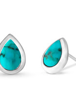 Sterling Silver Teardrop Turquoise Post Earrings 10mm