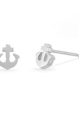 Sterling Silver Cross Anchor Stud Earrings 5mm