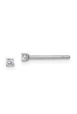 Sterling Silver Round Cubic Zirconia Stud Earrings 2mm