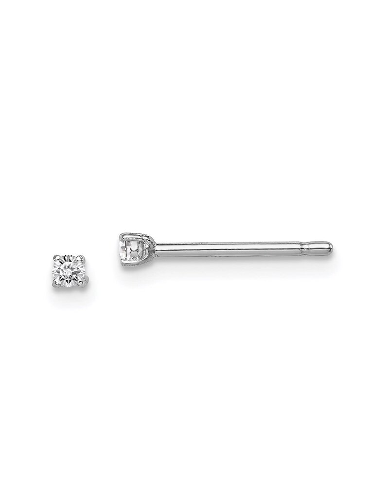 Sterling Silver Round Cubic Zirconia Stud Earrings 2mm