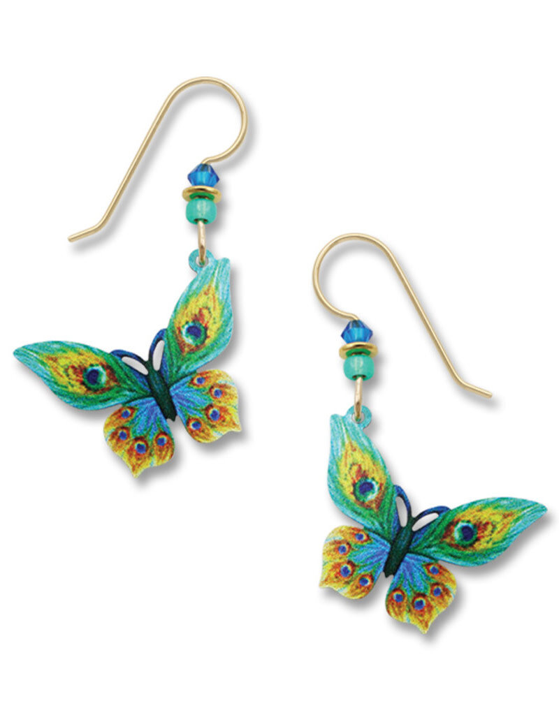Green and Yellow UV Printed Butterfly Earrings
