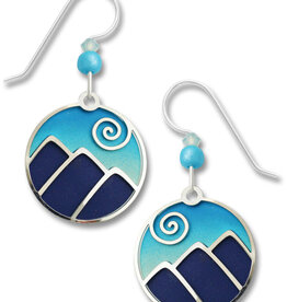 Mountain Scene in Blue and Aqua Earrings