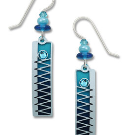 Blue Column with Zigzag Overlay Earrings *7688