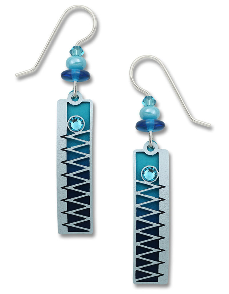 Ocean Blue Ombre Column with Zigzag Overlay Earrings