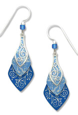 Three-Part Blue Necktie Shapes Earrings