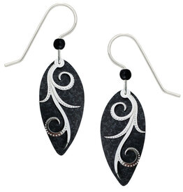 Black and Silver Almond Shaped Earrings