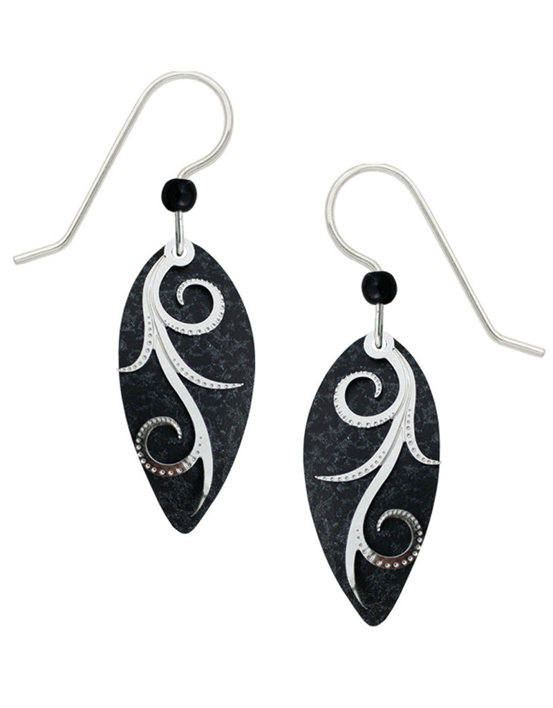 Black and Silver Almond Shaped Earrings