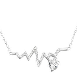 Heartbeat CZ Necklace 16+2"