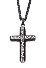 Men's Stainless Steel Damascus Cross Necklace 24"