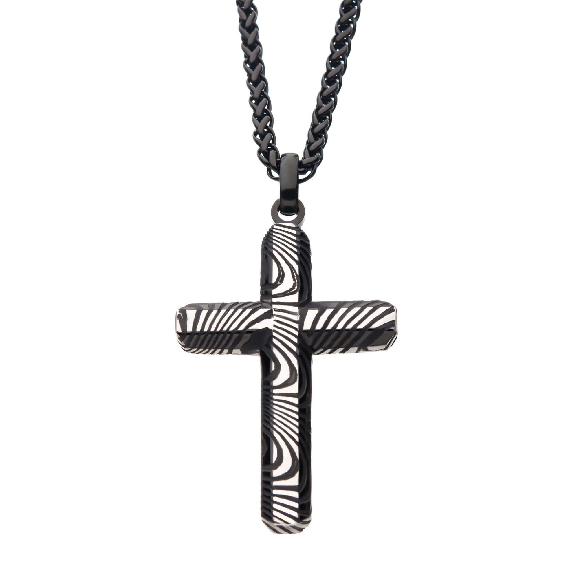 Damascus Cross Necklace 24"