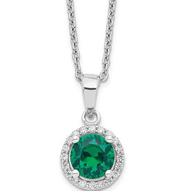 Round Green CZ Necklace 18"