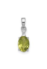 Sterling Silver Peridot and Diamond Necklace 18"