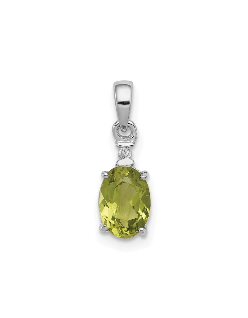 Sterling Silver Peridot and Diamond Necklace 18"