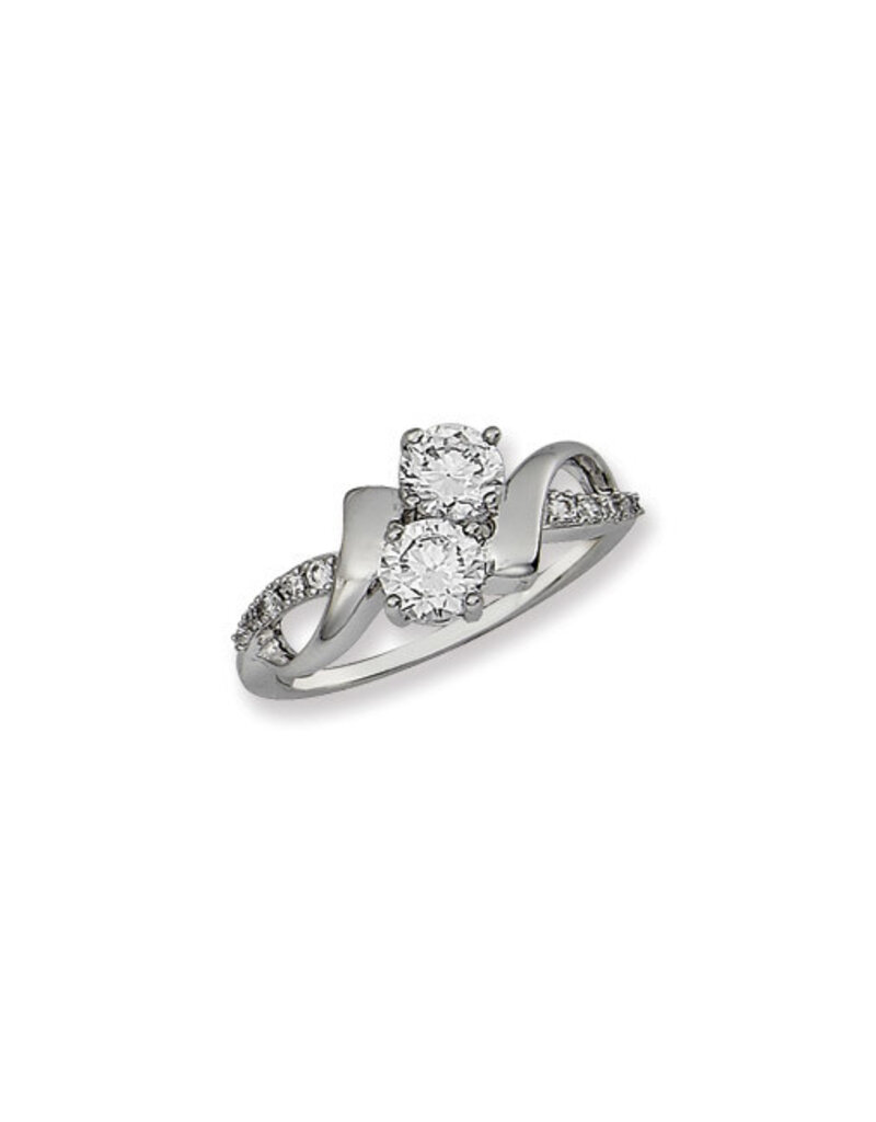 Sterling Silver 2-Stone Cubic Zirconia Ring