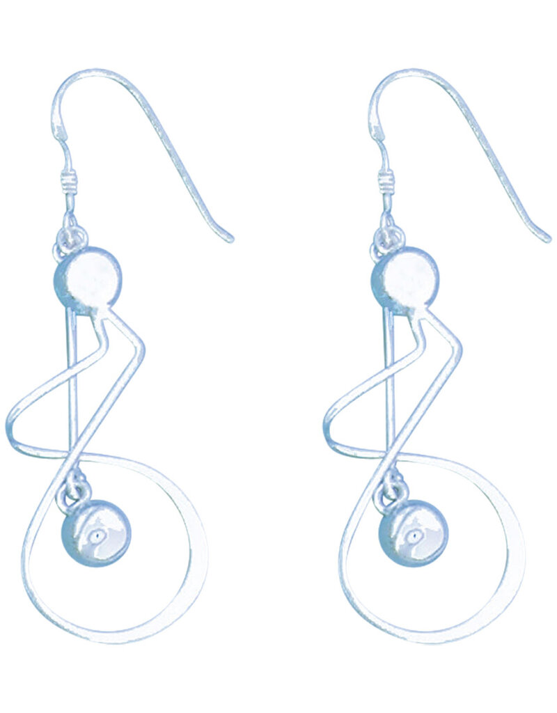 Sterling Silver Twist with Bead Dangle Earrings