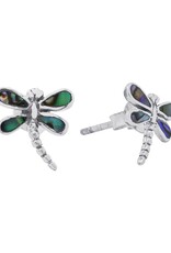 Sterling Silver Abalone Dragonfly Stud Earrings 10mm