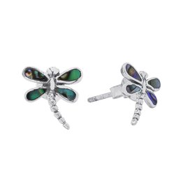 Abalone Dragonfly Stud Earrings 10mm