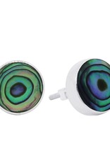 Sterling Silver Round Abalone Stud Earrings 8mm