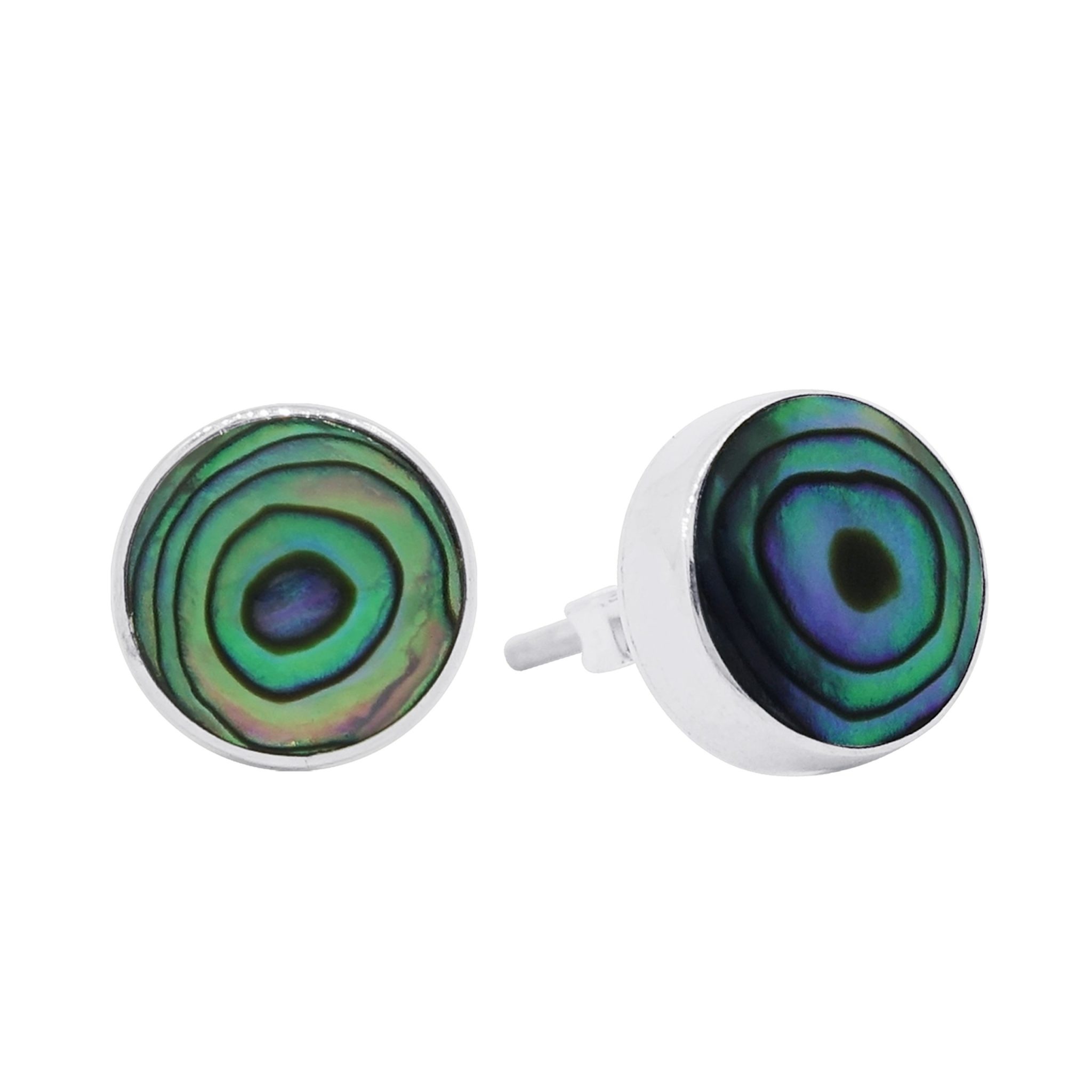 Round Abalone Stud Earrings 8mm