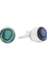 Sterling Silver Round Abalone Stud Earrings 6mm