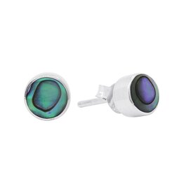 Round Abalone Stud Earrings 6mm