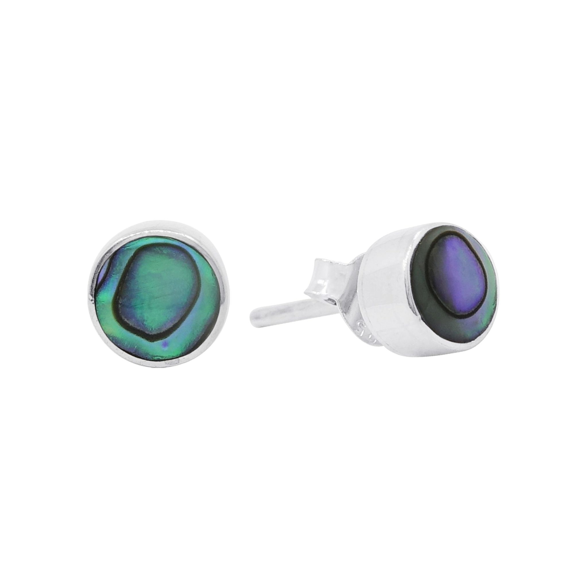 Round Abalone Stud Earrings 6mm