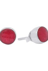 Sterling Silver Round Coral Stud Earrings 6mm