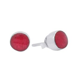 Round Coral Stud Earrings 6mm