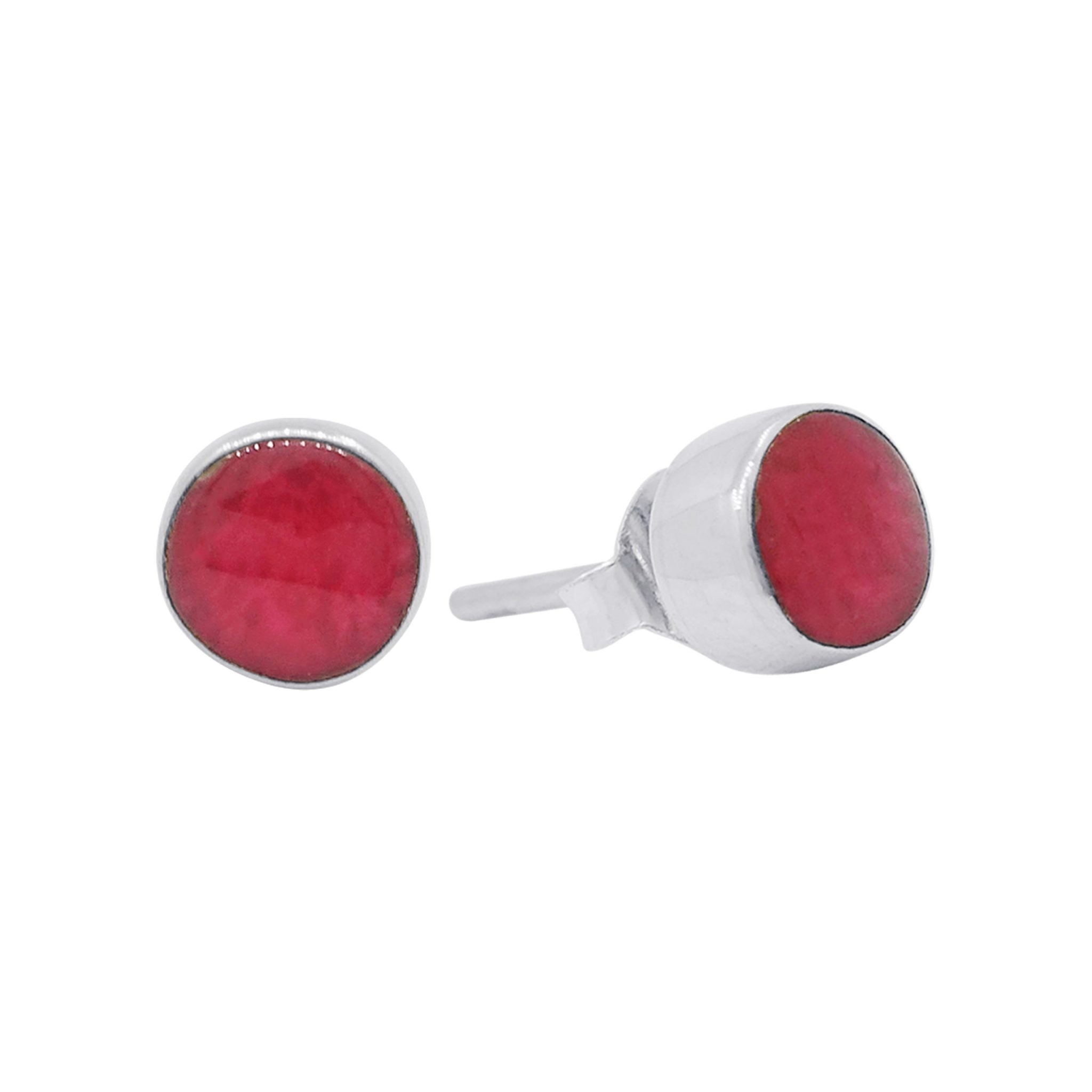 Round Coral Stud Earrings 6mm
