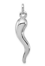 Sterling Silver Italian Horn Pendant 30mm
